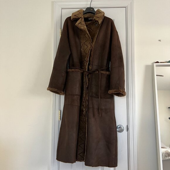 € 2300 Authentic SINCLAIR 100% Shearling Fur Montone Coat ITALY Size 42 - Picture 2 of 16